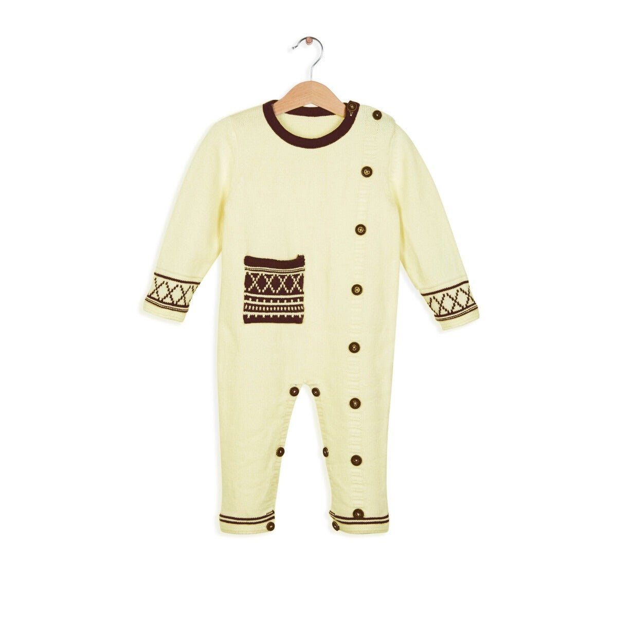 Organic Cotton Long Sleeve Romper with Button Uludağ Triko 1061-21025 - Tivoli Mini
