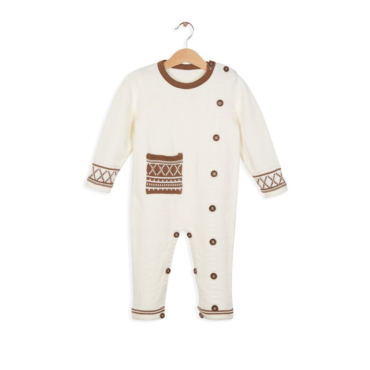 Organic Cotton Long Sleeve Romper with Button Uludağ Triko 1061-21025 - Tivoli Mini