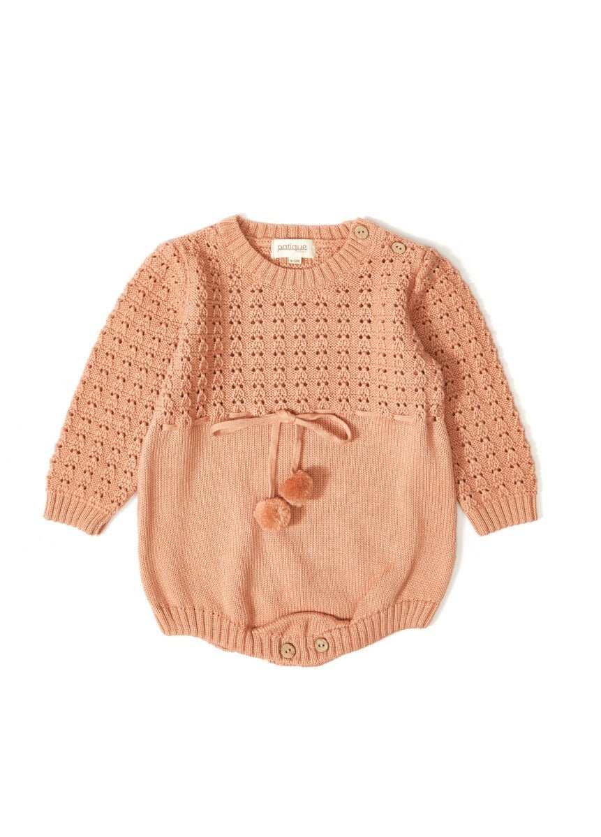 Organic Cotton Salopet Romper with Pompom for Baby Girl Uludağ Triko 1061-21026 - Tivoli Mini