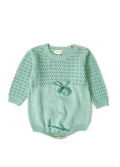 Organic Cotton Salopet Romper with Pompom for Baby Girl Uludağ Triko 1061-21026 - Tivoli Mini