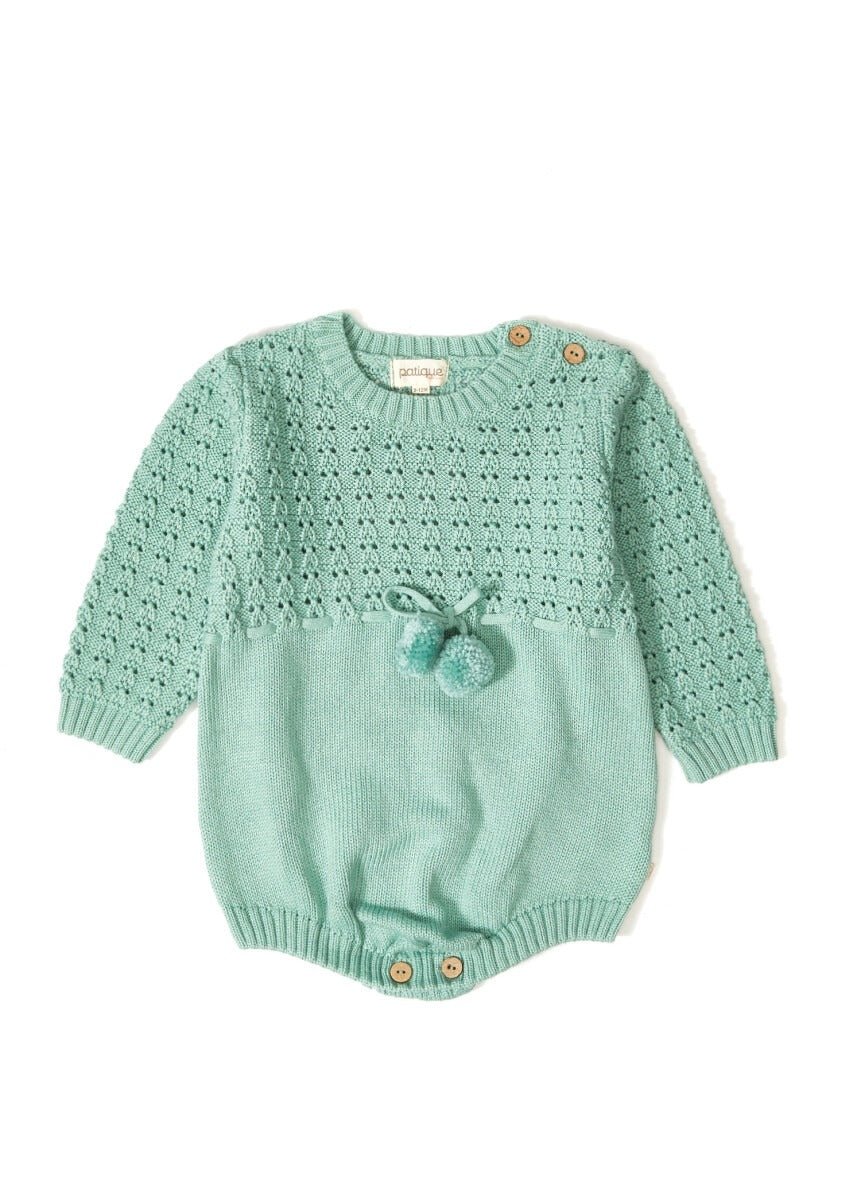 Organic Cotton Salopet Romper with Pompom for Baby Girl Uludağ Triko 1061-21026 - Tivoli Mini
