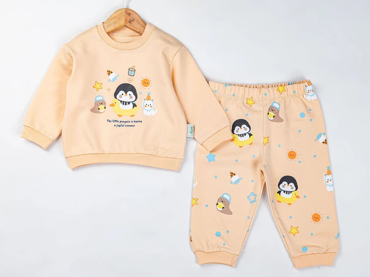 Penguen Baskılı Erkek Bebek Takım - Tivoli Mini