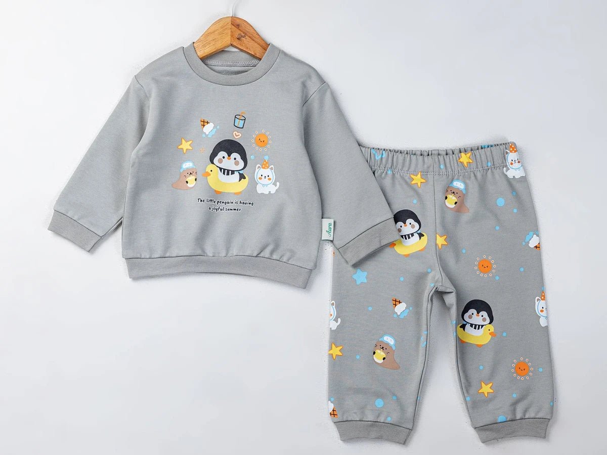 Penguen Baskılı Erkek Bebek Takım - Tivoli Mini