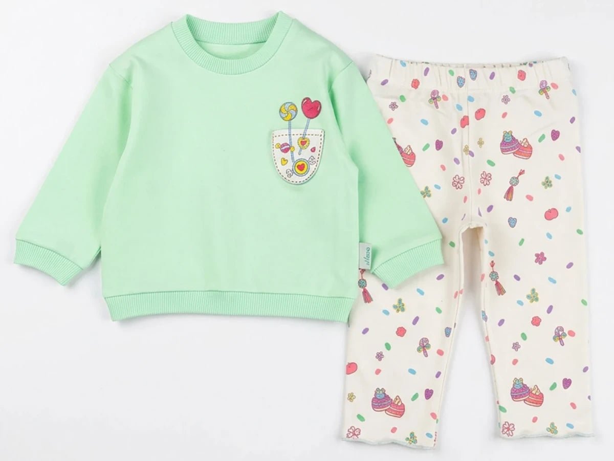 Şeker Baskılı Kız Bebek Takım - Tivoli Mini