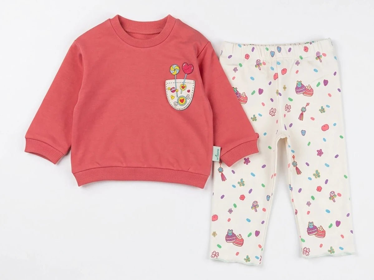 Şeker Baskılı Kız Bebek Takım - Tivoli Mini