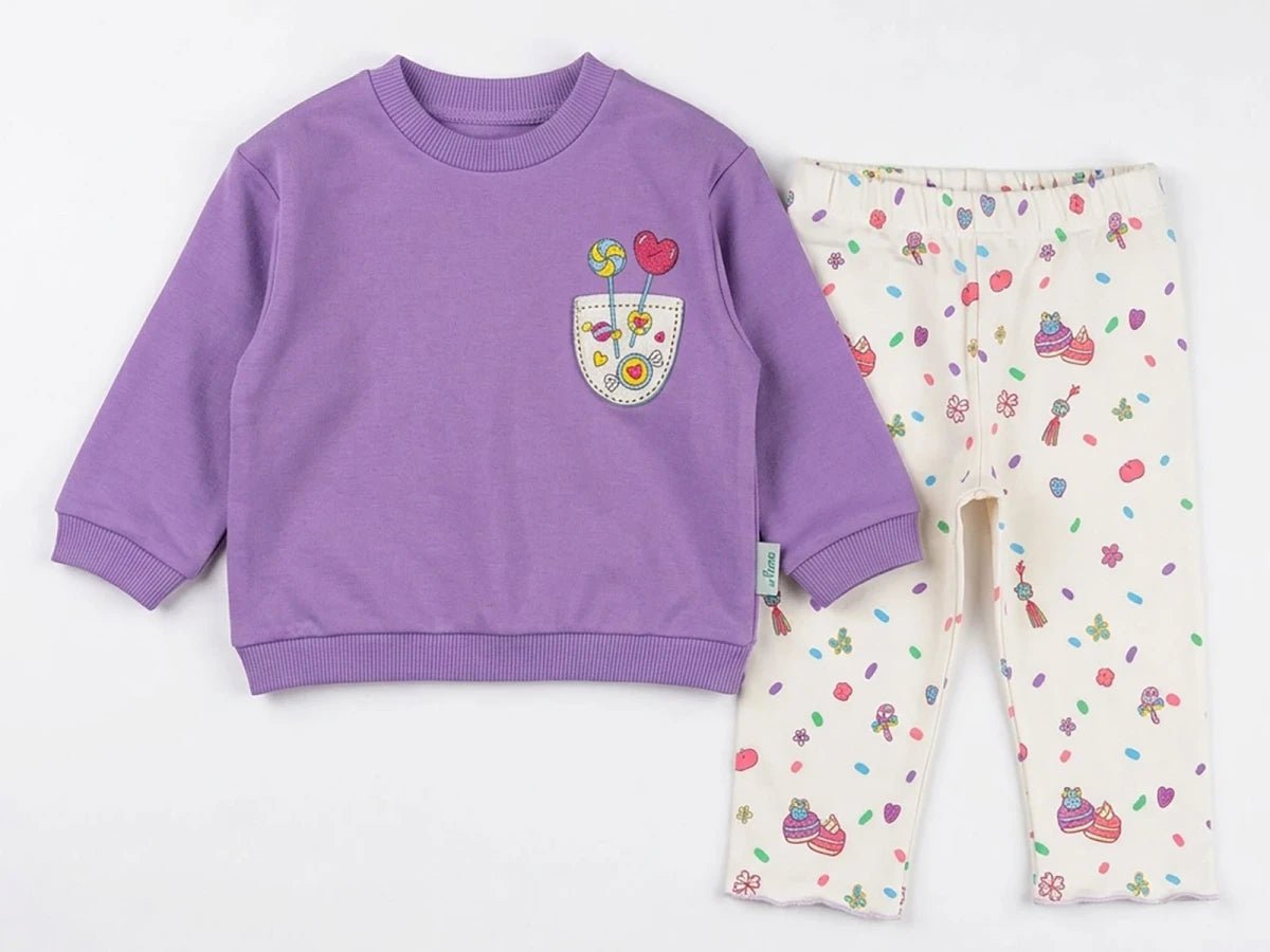 Şeker Baskılı Kız Bebek Takım - Tivoli Mini