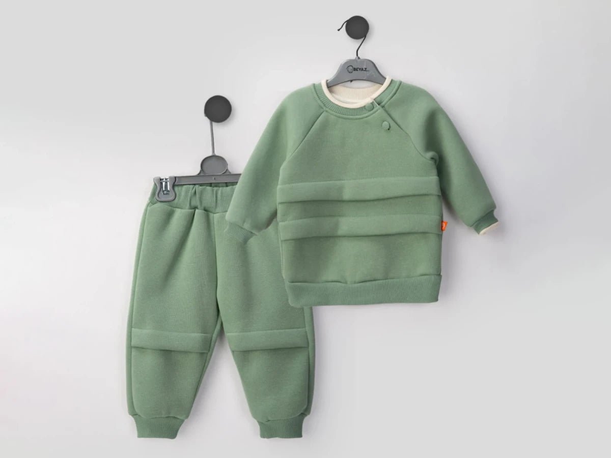 Şerit Detaylı Şardonlu 3 İp Kız Bebek Takım - Tivoli Mini