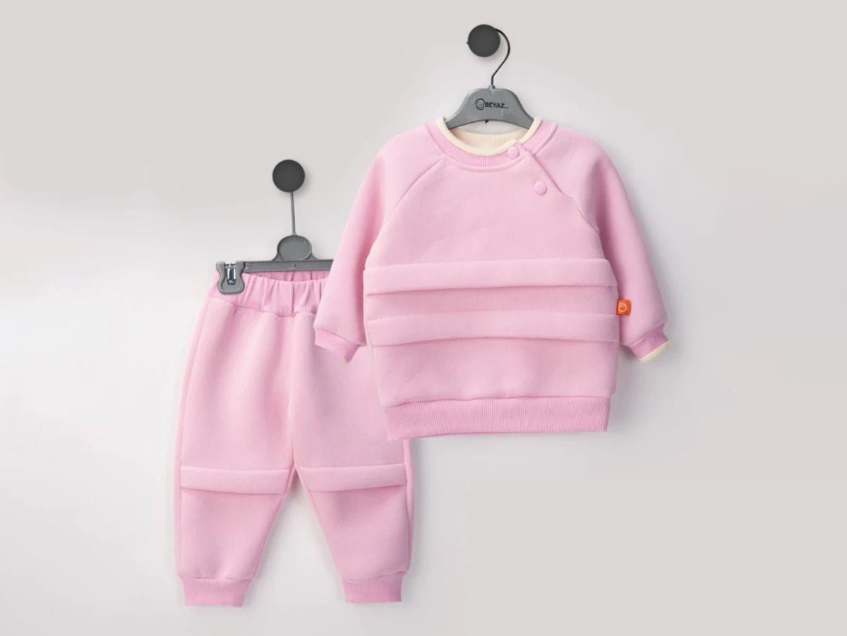 Şerit Detaylı Şardonlu 3 İp Kız Bebek Takım - Tivoli Mini