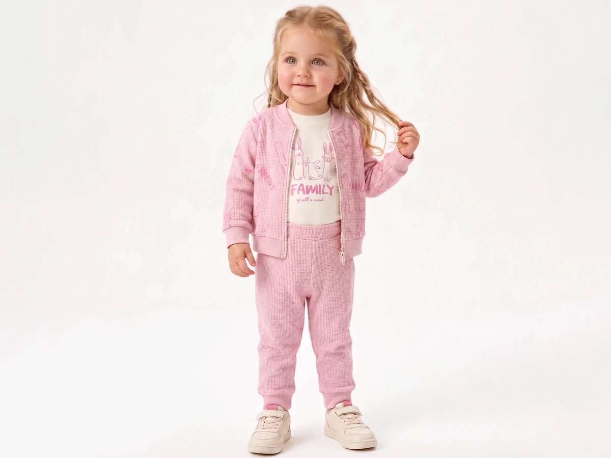 Tavşan Baskılı Hırkalı Kız Bebe Takım - Tivoli Mini
