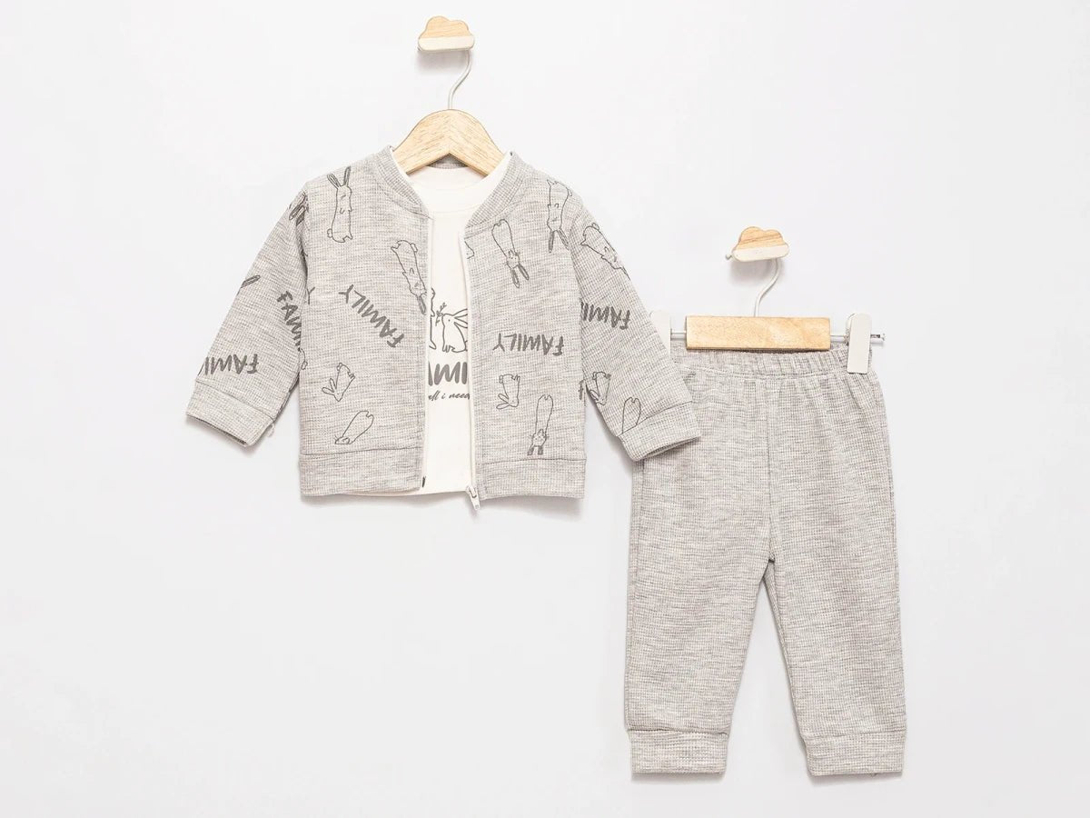 Tavşan Baskılı Hırkalı Kız Bebe Takım - Tivoli Mini