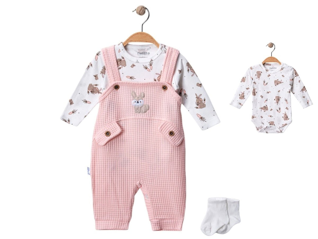 Tavşan Nakışlı Kız Bebe Tulum - Tivoli Mini