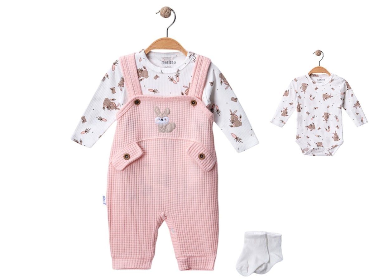 Tavşan Nakışlı Kız Bebe Tulum - Tivoli Mini