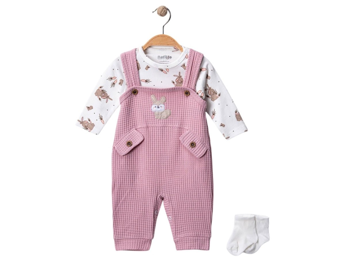 Tavşan Nakışlı Kız Bebe Tulum - Tivoli Mini