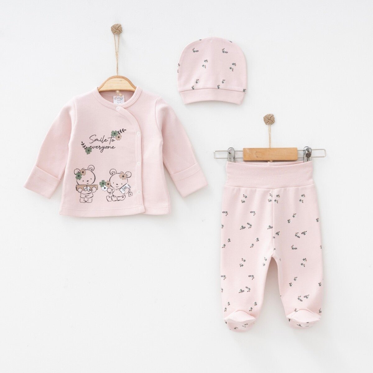 Unisex Bebek 3'lü Yenidoğan Takımı 0-3M Gümüş Baby 2043-0014 - Tivoli Mini