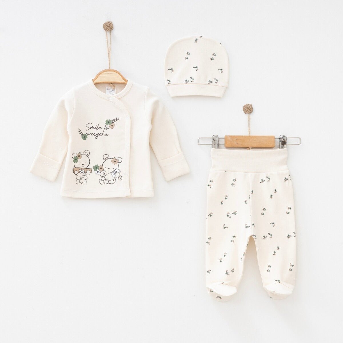 Unisex Bebek 3'lü Yenidoğan Takımı 0-3M Gümüş Baby 2043-0014 - Tivoli Mini
