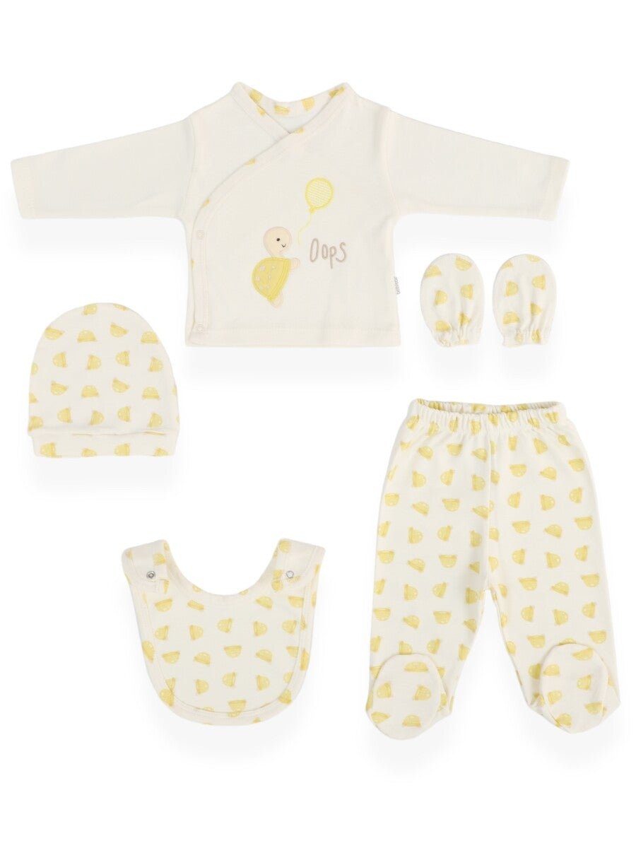 Unisex Bebek 5'li Kaplumbağa Desenli Yenidoğan Takım 0-3M Bebitof 2020-20067 - Tivoli Mini
